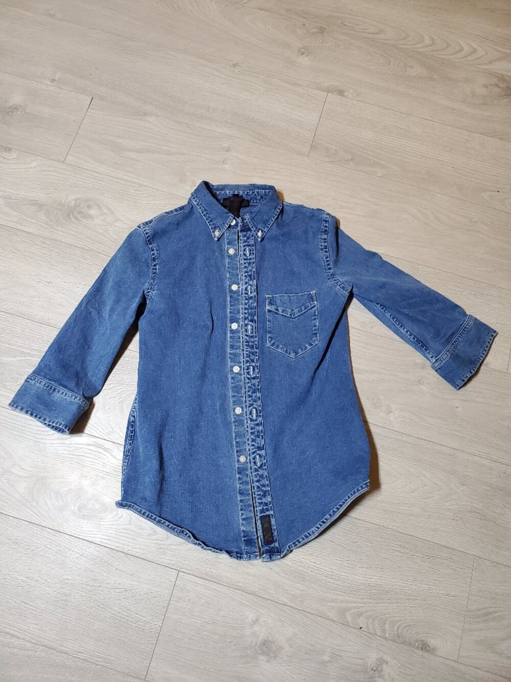 Ralph Lauren Women's Small Denim 3/4 Sleeve Button Down Shirt